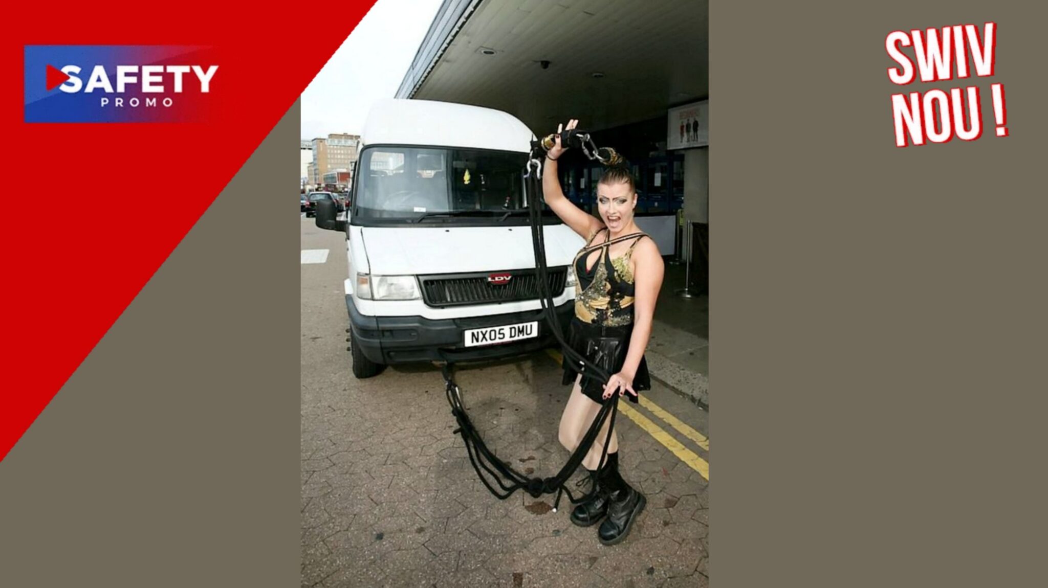 En panne d'essence, elle tire sa camionnette avec ses cheveux !